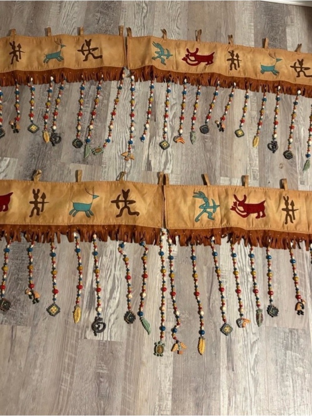 Vintage Native American Style Beaded Wall Hanging/Decor set of 4
